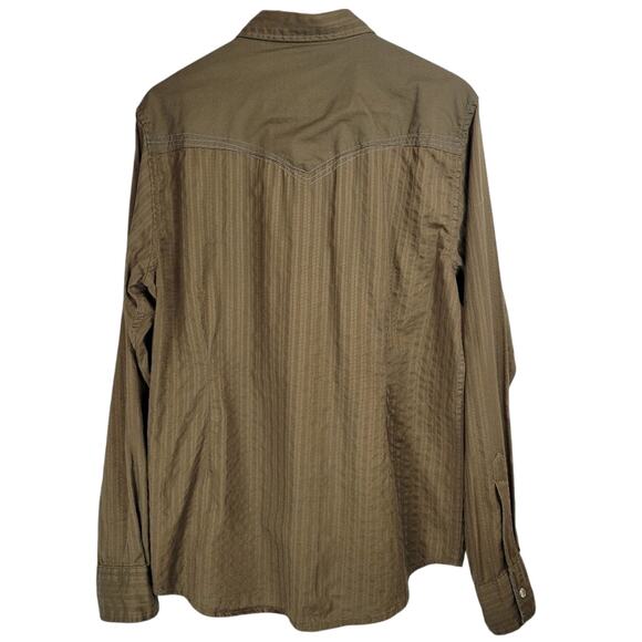Guess Western Shirt Mens Long Sleeve Button‎ Down Brown Striped Size Large - Picture 2 of 8
